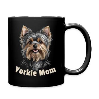 Yorkie Mom - Tasse einfarbig - Schwarz - Rechts