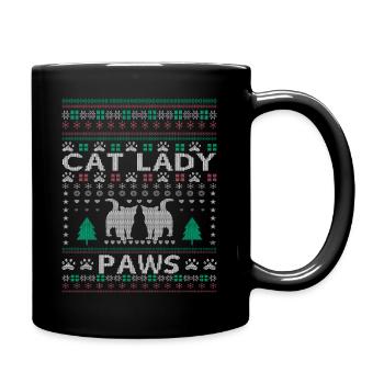Christmas Cat Lady - Tasse einfarbig - Schwarz - Rechts