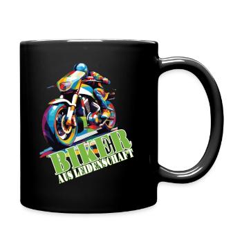 Motorrad Motorradfahrer Biker aus Leidenschaft - Tasse einfarbig - Schwarz - Rechts