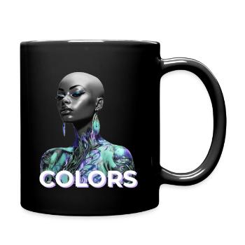 FEMME NOIRE COLORÉE ART FUTURISTE - Mug uni - noir - Droite