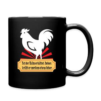 lustiger Spruch Hahn Gockel Hühner Züchter - Tasse einfarbig - Schwarz - Rechts