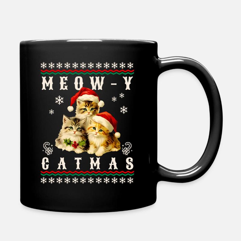 Chaton de Noël rétro Miaou Catmas - Mug uni - noir