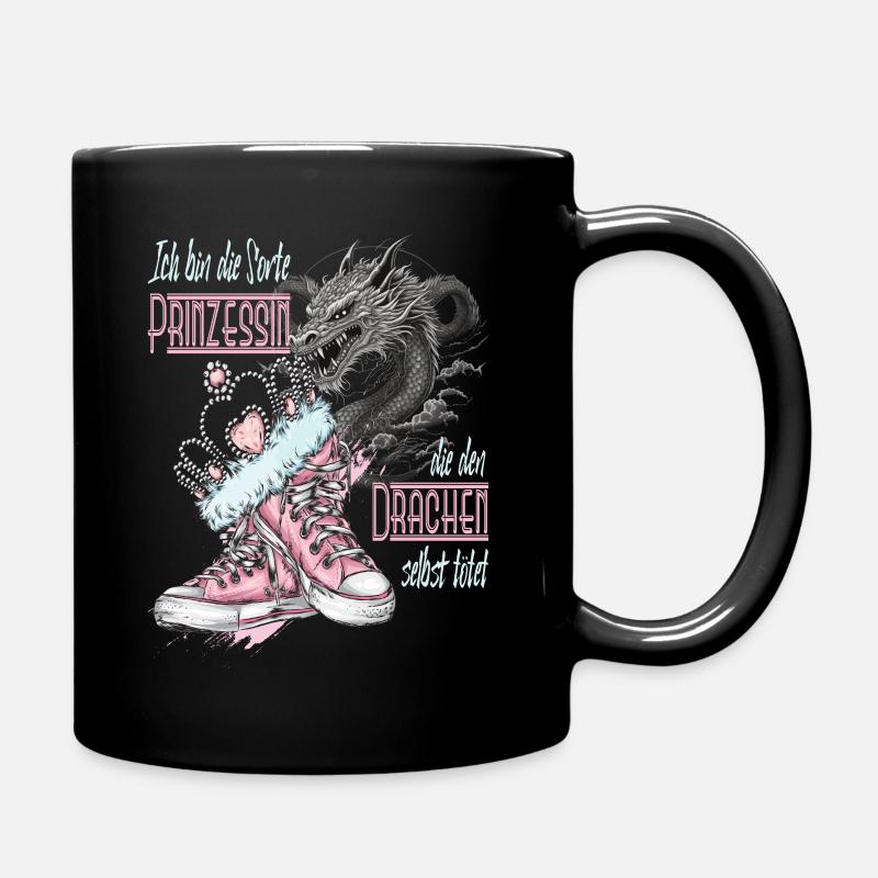 Frau - Prinzessen die den Drachen selber tötet - Tasse einfarbig - Schwarz