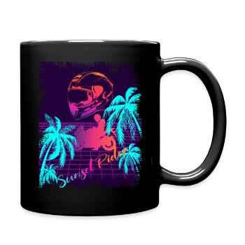 Sunset Rider Synthwave Design 80s - Tasse einfarbig - Schwarz - Rechts