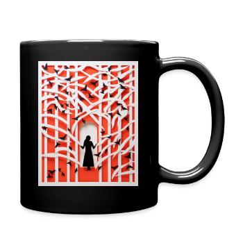 Scherenschnitt Vögel - Tasse einfarbig - Schwarz - Rechts