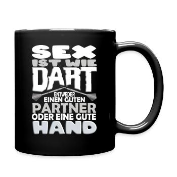SEX IST WIE DART SPIELEN Darts Outfit Lustig 180 - Tasse einfarbig - Schwarz - Rechts