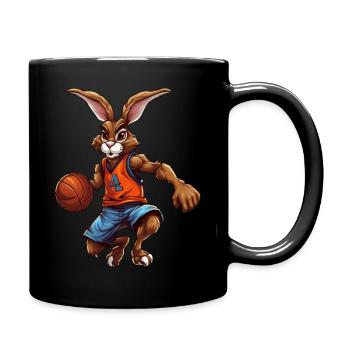 Basketballer Hase - Tasse einfarbig - Schwarz - Rechts