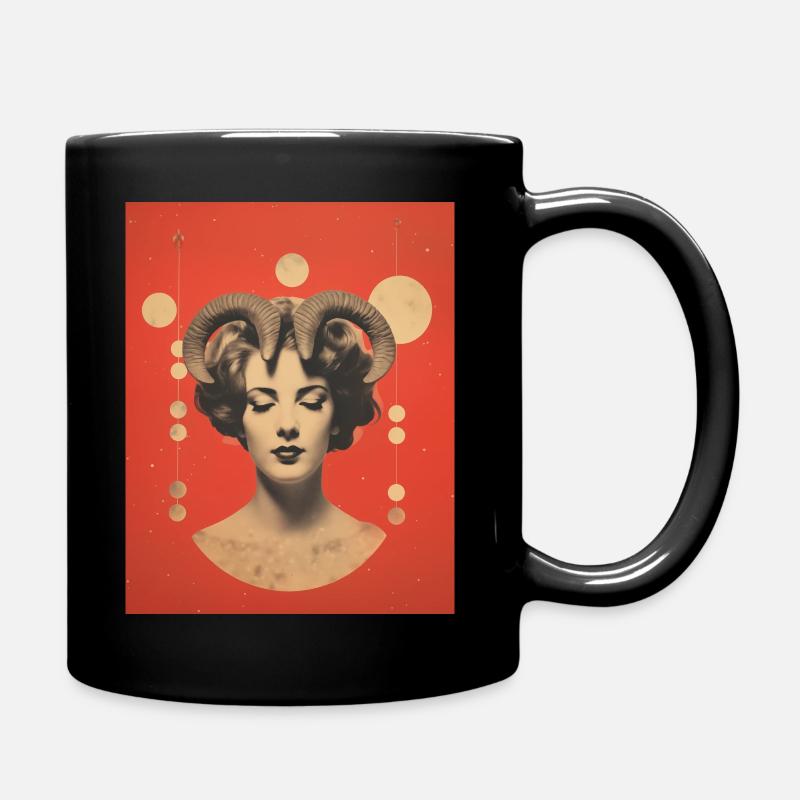Aries collage art astrology - Full Colour Mug - black