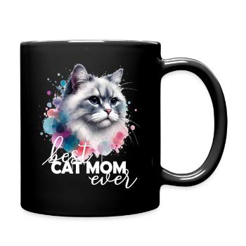 Beste Katzenmama Katzenspruch - Tasse einfarbig - Schwarz - Rechts