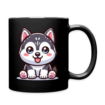 Chien de dessin animé mignon - Mug uni - noir - Droite