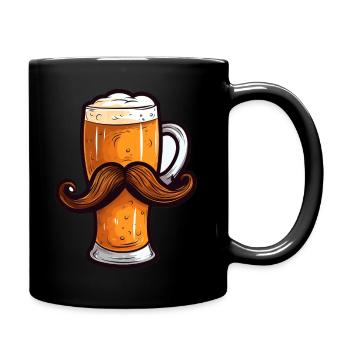 Bier, Bierkrug mit Schnurrbart, JGA - Tasse einfarbig - Schwarz - Rechts