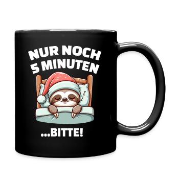 Nur noch 5 minuten bitte | faultier schlafshirt - Tasse einfarbig - Schwarz - Rechts