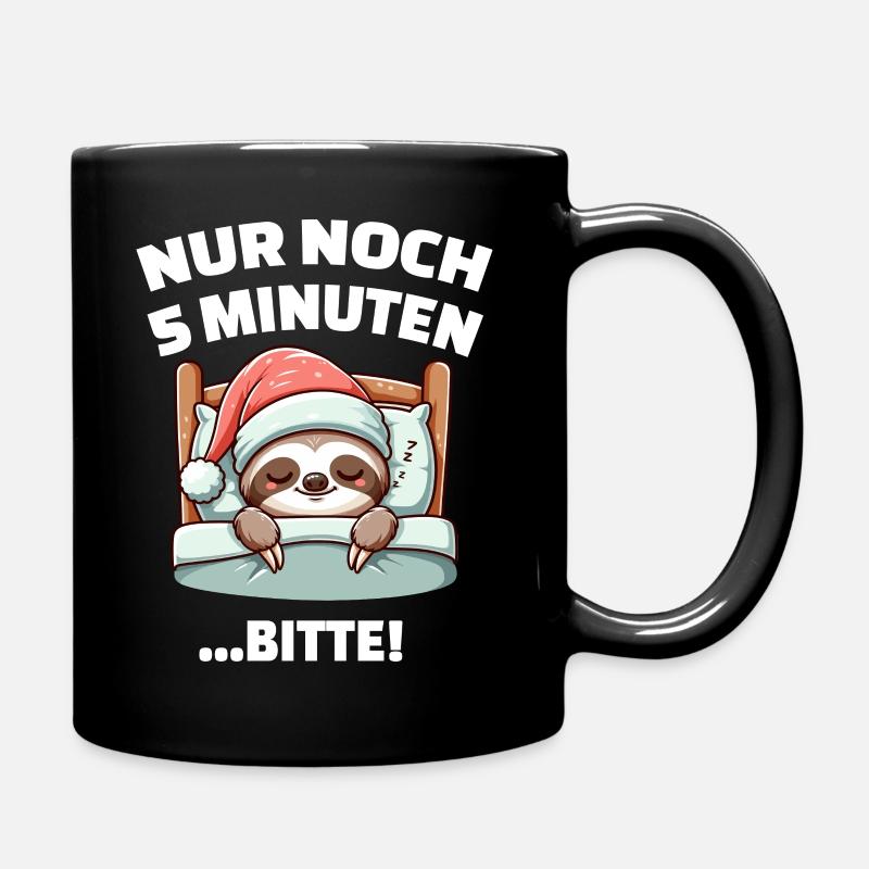 Nur noch 5 minuten bitte | faultier schlafshirt - Tasse einfarbig - Schwarz