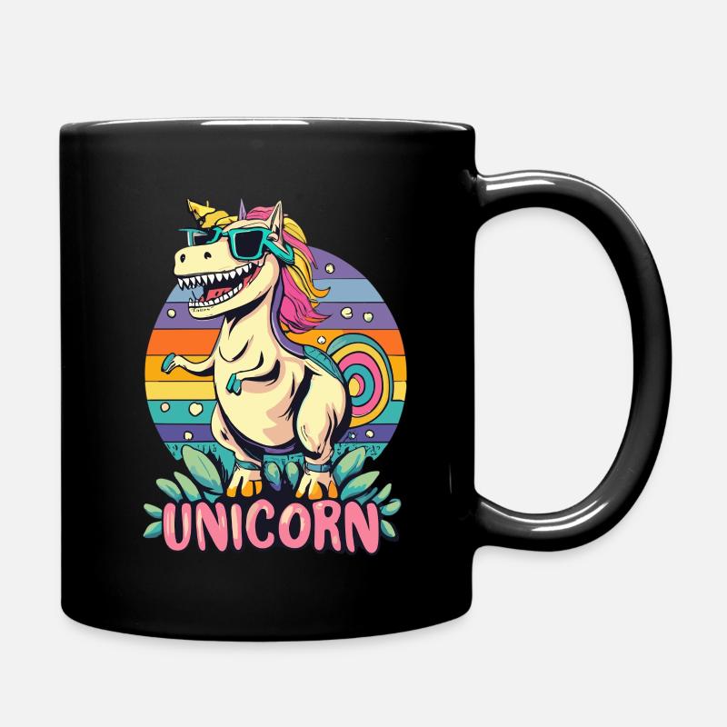 T-Rex Unicorn with Sunglasses - Tasse einfarbig - Schwarz