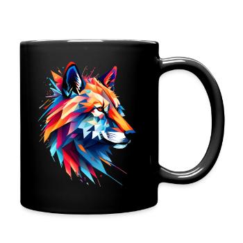 Bunter Wolfsblick - Tasse einfarbig - Schwarz - Rechts