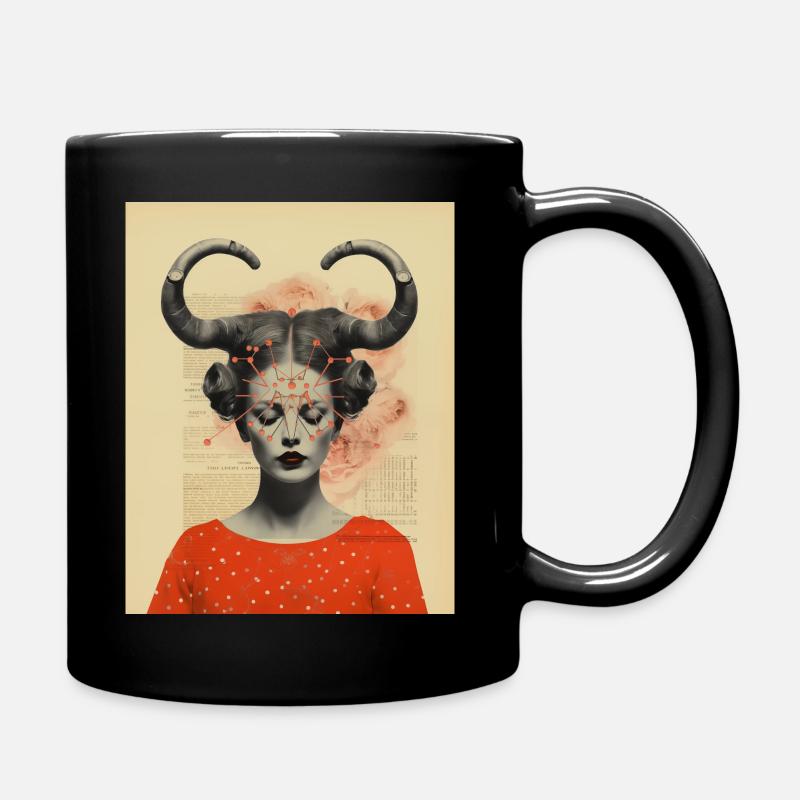 Steinbock Collage Kunst Astrologie - Tasse einfarbig - Schwarz