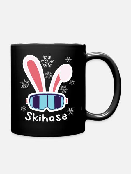 Skihase Skiurlaub Ski fahren Schnee Piste Berge - Tasse einfarbig - Schwarz