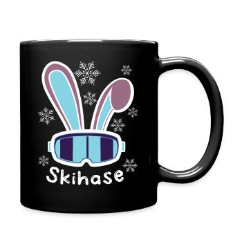 Skihase - Skiurlaub Skipiste Ski fahren Winter - Tasse einfarbig - Schwarz - Rechts