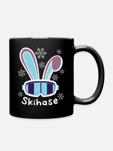 Skihase - Skiurlaub Skipiste Ski fahren Winter - Tasse einfarbig - Schwarz