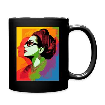Umm Kulthum, oum kalthoum Funny Arabic, PopArt - Full Colour Mug - black - Right