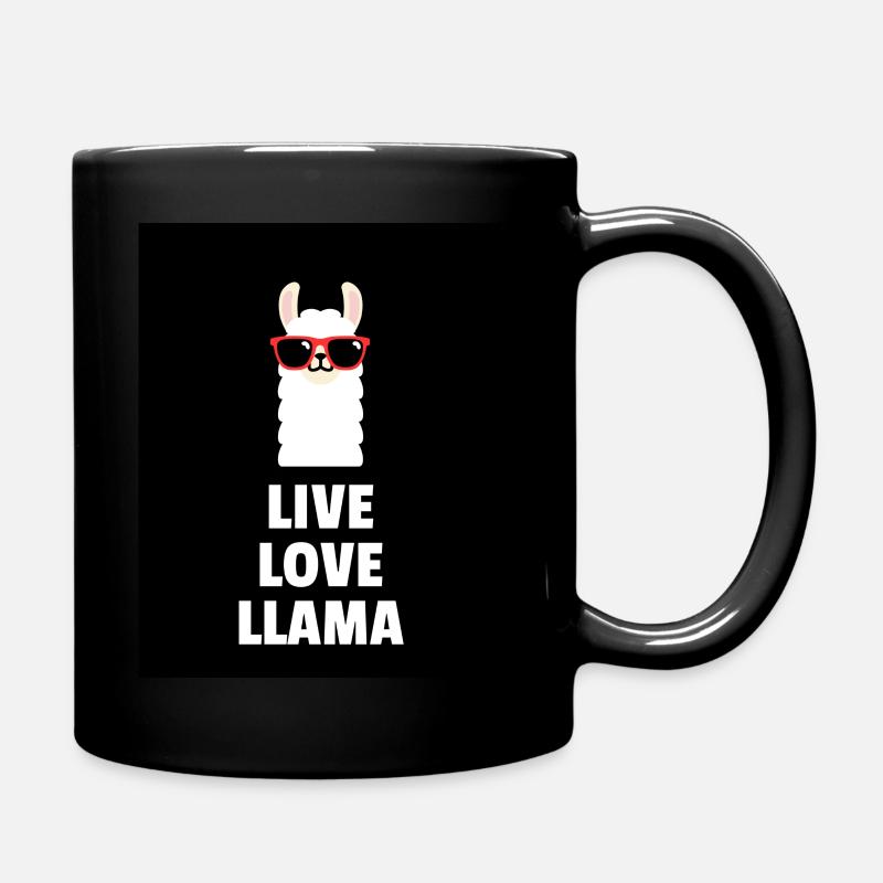 Lebe Liebe Lama - Tasse einfarbig - Schwarz