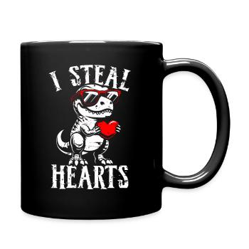 Je vole des cœurs Dino amour de la Saint-Valentin - Mug uni - noir - Droite