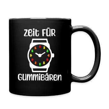 Zeit für Gummibären! Gummibär Uhr Süßigkeit - Tasse einfarbig - Schwarz - Rechts