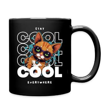 Stay Cool Cat Design - Full Colour Mug - black - Right