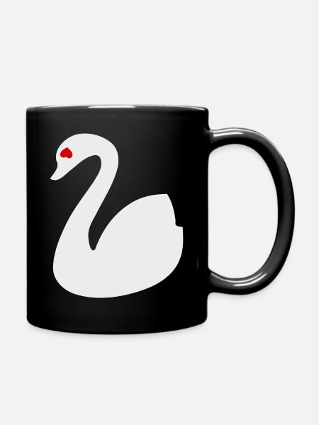 😍🦢Swan in Love-Symbol of Love-Pure Eternal Love - Full Colour Mug - black