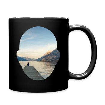 in der ferne auf einem Steg - Geschihcte im Kopf - Tasse einfarbig - Schwarz - Rechts