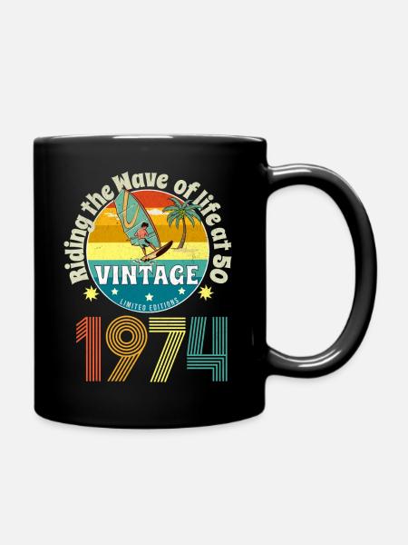 Vintage Surf 1974 - Fiftieth Anniversary Edition" - Full Colour Mug - black