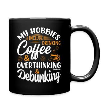 Mimikama Hobbies Coffee Overthinking Debunking - Tasse einfarbig - Schwarz - Rechts