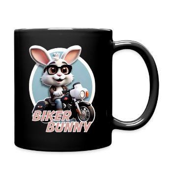 Biker Bunny - Tasse einfarbig - Schwarz - Rechts