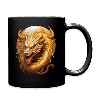 Gold Drache - Tasse einfarbig - Schwarz - Rechts