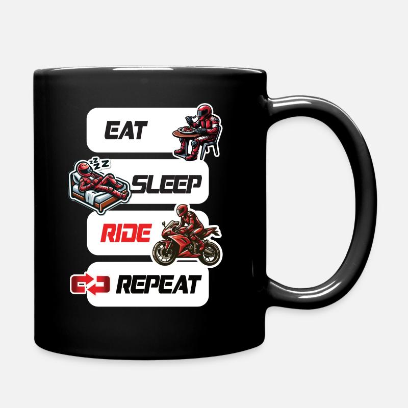 Manger Dormir Ride Répéter Moto & Biker Citation - Mug uni - noir
