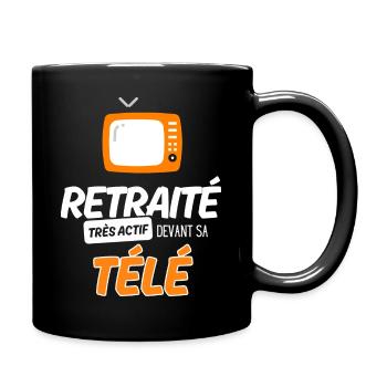 Retraité télé tv télévision retraite humour - Mug uni - noir - Droite