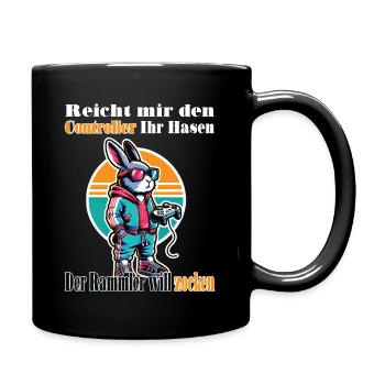 Reicht mit den Controller Hase zocken - Tasse einfarbig - Schwarz - Rechts