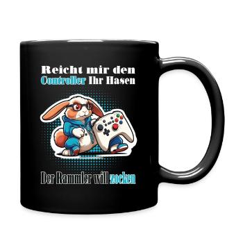 Reicht mit den Controller Hase zocken - Tasse einfarbig - Schwarz - Rechts