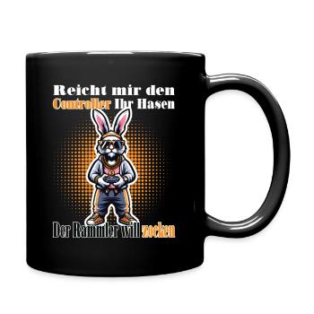 Reicht mit den Controller Hase zocken - Tasse einfarbig - Schwarz - Rechts