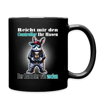 Reicht mit den Controller Hase zocken - Tasse einfarbig - Schwarz - Rechts