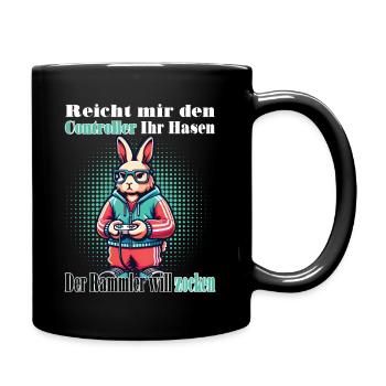 Reicht mit den Controller Hase zocken - Tasse einfarbig - Schwarz - Rechts