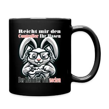 Reicht mit den Controller Hase zocken - Tasse einfarbig - Schwarz - Rechts
