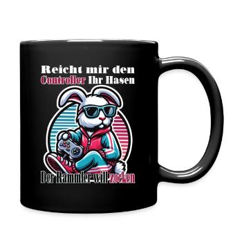 Reicht mit den Controller Hase zocken - Tasse einfarbig - Schwarz - Rechts