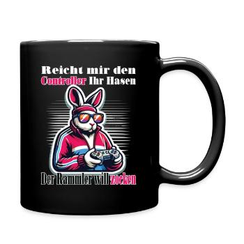 Reicht mit den Controller Hase zocken - Tasse einfarbig - Schwarz - Rechts