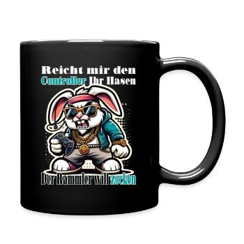 Reicht mit den Controller Hase zocken - Tasse einfarbig - Schwarz - Rechts