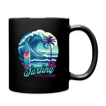 Surfing Paradise - Tasse einfarbig - Schwarz - Rechts