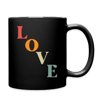 LOVE Love Simple Positive Vintage Design - Full Colour Mug - black - Right