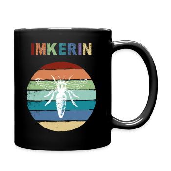 Imkerin mit Bienenkönigin - Tasse einfarbig - Schwarz - Rechts