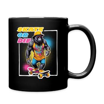 Skater Gorilla mit Sonnenbrille & Spruch - Tasse einfarbig - Schwarz - Rechts