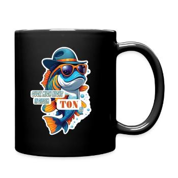 Lustiger Koi Karpfen Fisch mit Spruch - Tasse einfarbig - Schwarz - Rechts